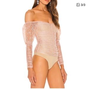 Michael Costello Fiona Lace Off-Shoulder Bodysuit